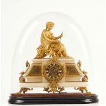 A FRENCH GILT-METAL MOUNTED ALABASTER MANTEL CLOCK