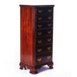 ETHEN ALLEN; A GEORGE II STYLE MAHOGANY TALL CHEST