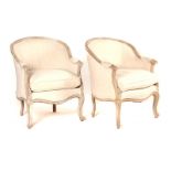 A PAIR OF LOUIS XV STYLE TUB BACK EASY ARMCHAIRS (2)