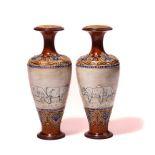 A PAIR OF ROYAL DOULTON STONEWARE VASES BY HANNAH BARLOW