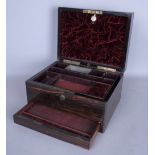 A 19TH CENTURY ROSEWOOD JEWELLERY BOX