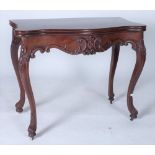 AN EARLY 20TH CENTURY FRENCH STAINED BEECH SERPINTINE CARD TABLE