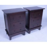 A PAIR OF MODERN HARDWOOD BEDSIDE CHEST OF DRAWERS (2)