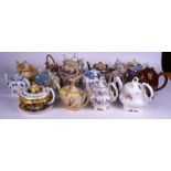 A COLLECTION OF SEVENTEEN 19TH CENTURY AND LATER TEAPOTS (17)