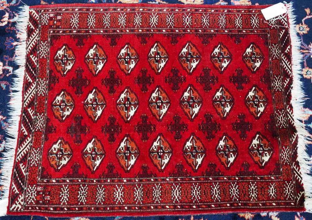 AN INDIAN BOKHARA RUG AND TWO OTHERS (3) - Image 3 of 6
