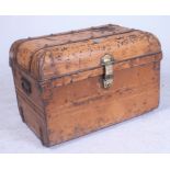 A LATE VICTORIAN SCUMBLE PAINTED TIN TRUNK