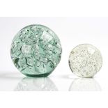 TWO LARGE SPHERICAL GLASS PAPERWEIGHTS (2)