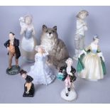 CERAMICS COMPRISING; A BESWICK FIGURE OF A CAT (8)