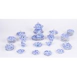 A VICTORIAN BLUE AND WHITE GLAZED PART TEA SET