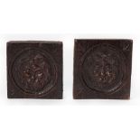 TWO SMALL CARVED OAK PANELS (2)