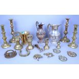 METALWARE INCLUDING; THREE PAIRS OF BRASS CANDLESTICKS (QTY)