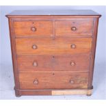 A 19TH CENTURY MAHOGANY CHEST OF TWO SHORT AND THREE LONG GRADUATED DRAWERS