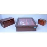 COLLECTABLES INCLUDING TWO MAHOGANY TEA CADDIES (3)