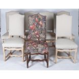 A SET OF SIX MODERN CONTINENTAL HIGH-BACK DINING CHAIRS (7)