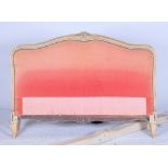 A 20TH CENTURY FRENCH CREAM PAINTED DOUBLE BED, WITH PINK UPLOSTREY