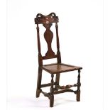 AN EARLY 18TH CENTURY JOINT OAK VASE BACK SIDE CHAIR
