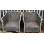 A PAIR OF MODERN FAUX RATTAN GARDEN ARMCHAIRS (3)