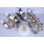 A SELECTION OF SEVEN VICTORIAN STYLE GILT METAL WALL LIGHTS (7)