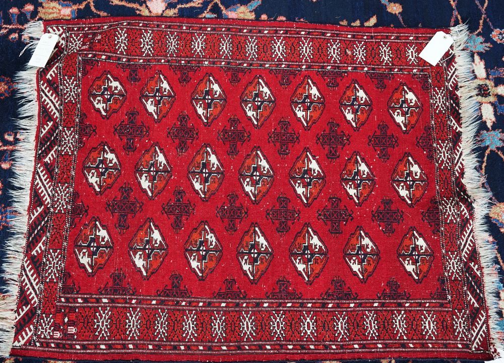 AN INDIAN BOKHARA RUG AND TWO OTHERS (3) - Image 4 of 6