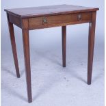 A 19TH CENTURY MAHOGANY AND SATINWOOD BANDED SINGLE DRAWER SIDE TABLE