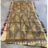 A POLYNESIAN PAINTED NATURAL FIBRE MARRIAGE BED SPREAD, CIRCA 1980, FROM TONGA