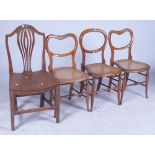 A SET OF THREE EARLY 20TH CENTURY STAINED BEECH KIDNEY BACKED SIDE CHAIRS (4)