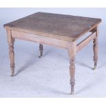 A VICTORIAN PINE KITCHEN TABLE WITH SINGLE DRAWER FRIEZE