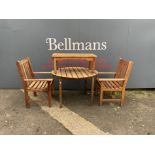 A PAIR OF MODERN TEAK OPEN ARMCHAIRS (4)