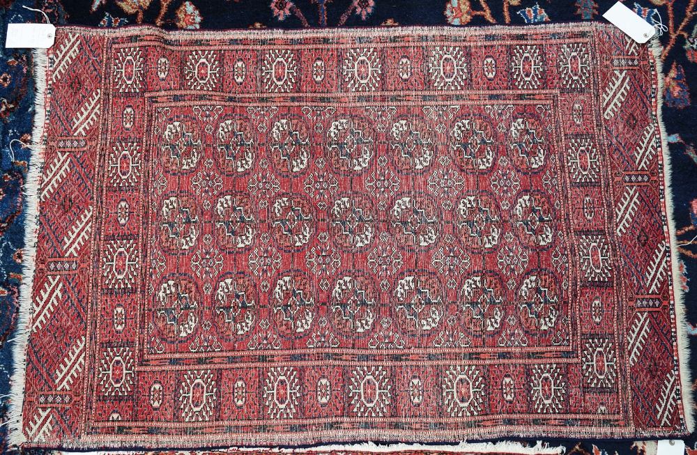 AN INDIAN BOKHARA RUG AND TWO OTHERS (3) - Image 6 of 6