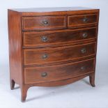 A 19TH CENTURY MAHOGANY AND SATINWOOD BANDED BOWFRONTED CHEST OF DRAWERS