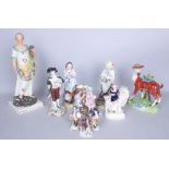 A GROUP OF TEN CERAMIC FIGURINES TO INCLUDE SOME STAFFORDSHIRE FIGURES (10)