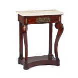 AN EMPIRE GILT-METAL AND MARBLE MOUNTED MAHOGANY CONSOLE TABLE