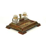 A VICTORIAN TORTOISESHELL AND BRASS PREMIERE-PARTIE VENEERED ‘BOULLE’ INK-STAND