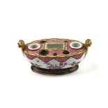 A FRENCH PORCELAIN SILVER-MOUNTED INKSTAND IN CHINESE EXPORT PORCELAIN STYLE