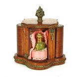 A FRENCH GILT-METAL MOUNTED TULIPWOOD REVOLVING SCENT BOTTLE HOLDER