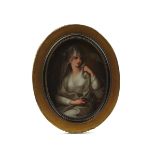 A GERMAN OVAL PORCELAIN PLAQUE