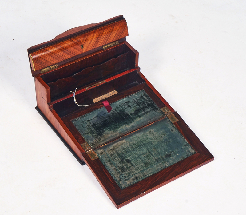 PROMOLI; A 19TH CENTURY BRASS INLAID AND MOUNTED KINGWOOD LAP DESK - Image 2 of 2