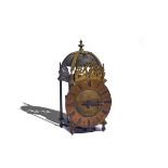 A BRASS LANTERN CLOCK