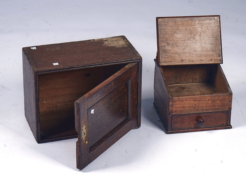 A GEORGE III FRUITWOOD WALL MOUNTED SLOPE FRONT SALT BOX (2) - Image 9 of 9