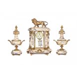 A FRENCH ORMOLU-MOUNTED BRECHE VIOLETTE MARBLE CLOCK GARNITURE (3)