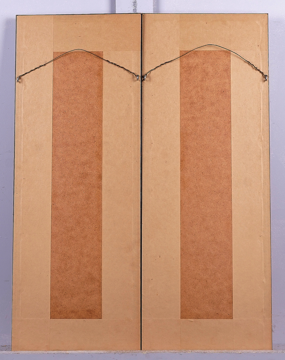 A PAIR OF CHINESE EMBROIDERED RECTANGULAR SLEEVE PANELS - Image 2 of 2