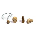 FOUR JAPANESE IVORY NETSUKE