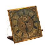 A GEORGE II LONGCASE CLOCK MOVEMENT WITH 12IN. SQUARE DIAL