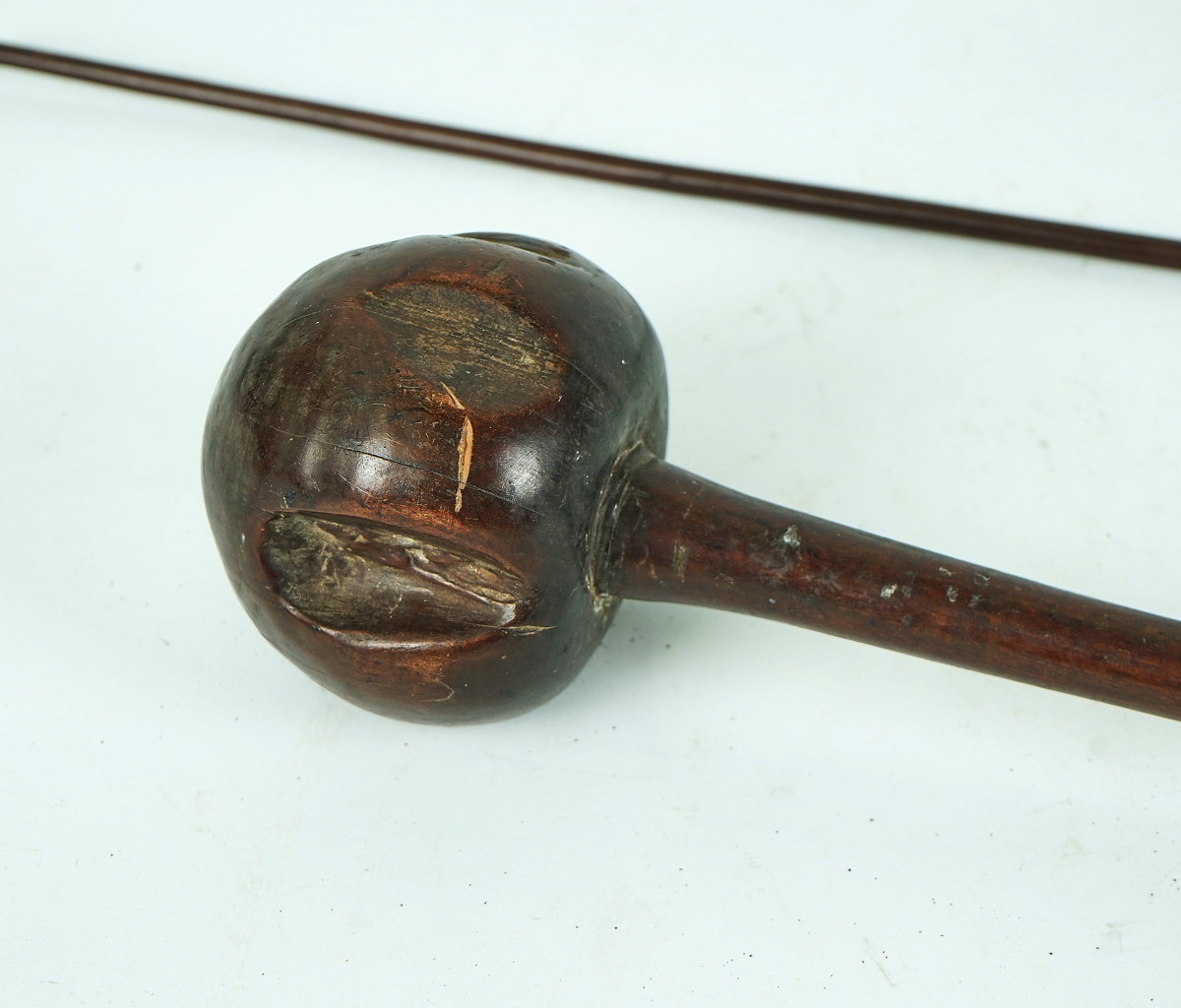 A HARDWOOD KNOBKERRY AND A PALM WOOD CANE (2) - Image 3 of 4