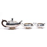 A SILVER THREE PIECE TEA SET