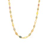 A GOLD AND VARICOLOURED SAPPHIRE NECKLACE