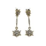 A PAIR OF 18CT GOLD AND DIAMOND SET PENDANT EARRINGS