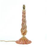 A VENETIAN MURANO PINK GLASS TABLE LAMP