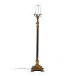 A BRASS HEIGHT-ADJUSTABLE STANDARD LAMP