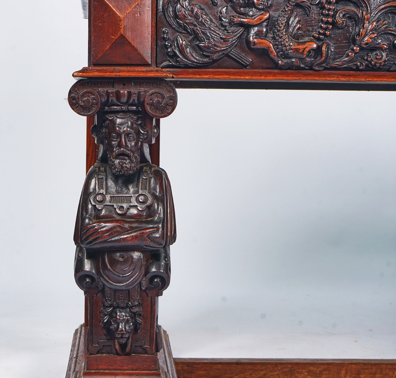 A VICTORIAN CARVED OAK SERVING TABLE - Image 2 of 3